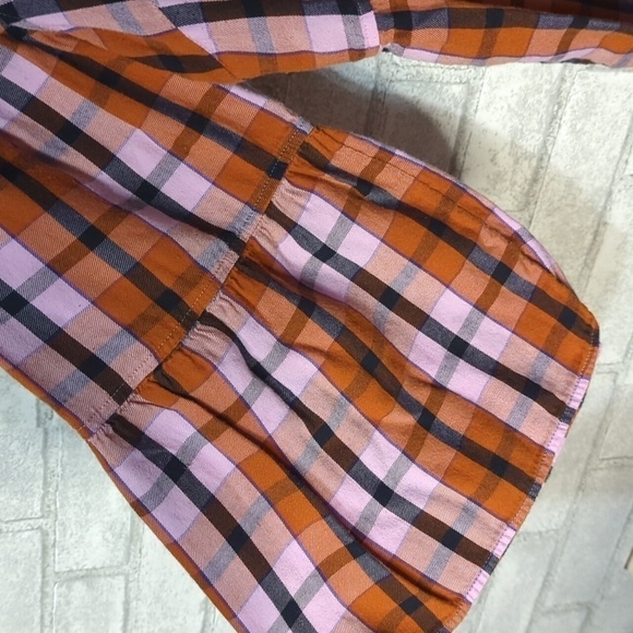 EVRI Pink Orange Plaid Tiered Blouse Boat Neck Size 1X - Picture 3 of 5